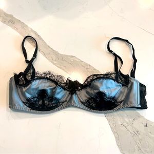 Kiki de Montparnasse Lace stretch-silk charmeuse underwired balconette bra 32D